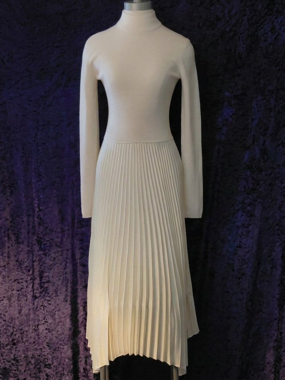 NWT Polo Ralph Lauren Sweater-Bodice Long-Sleeve Pleated Dress – Size S